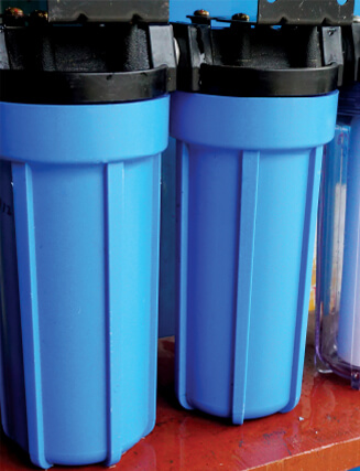 Containers and equipment for water disinfection.